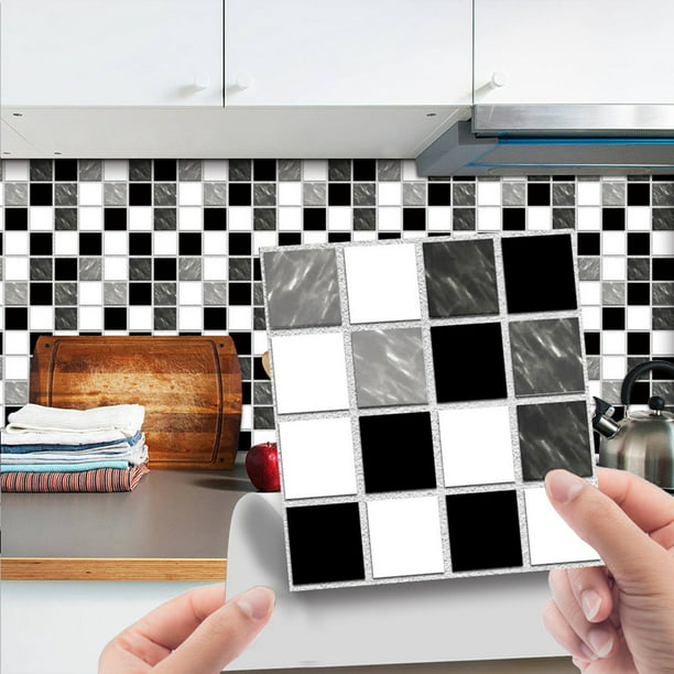 Mosaic Tile Stickers Stick On Bathroom Kitchen Home Wall Decals Self-adhesive US